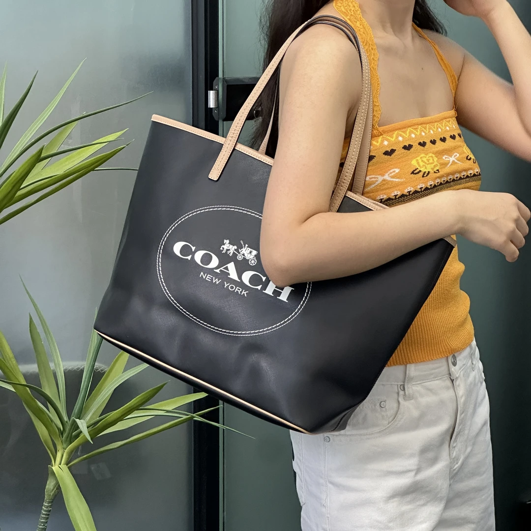 95新 COACH/蔻驰 蔻驰全皮 现代款老花托特