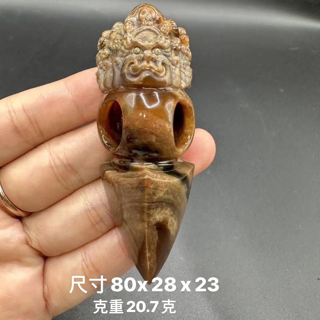 缅甸天然琥珀根蜡溶洞降魔杵吊坠挂件