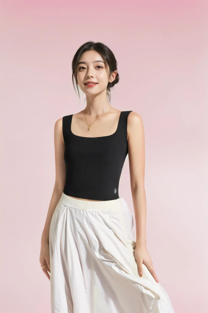 2025修身型御姐风宽松型背心吊带夏季修身内衣黑色无袖