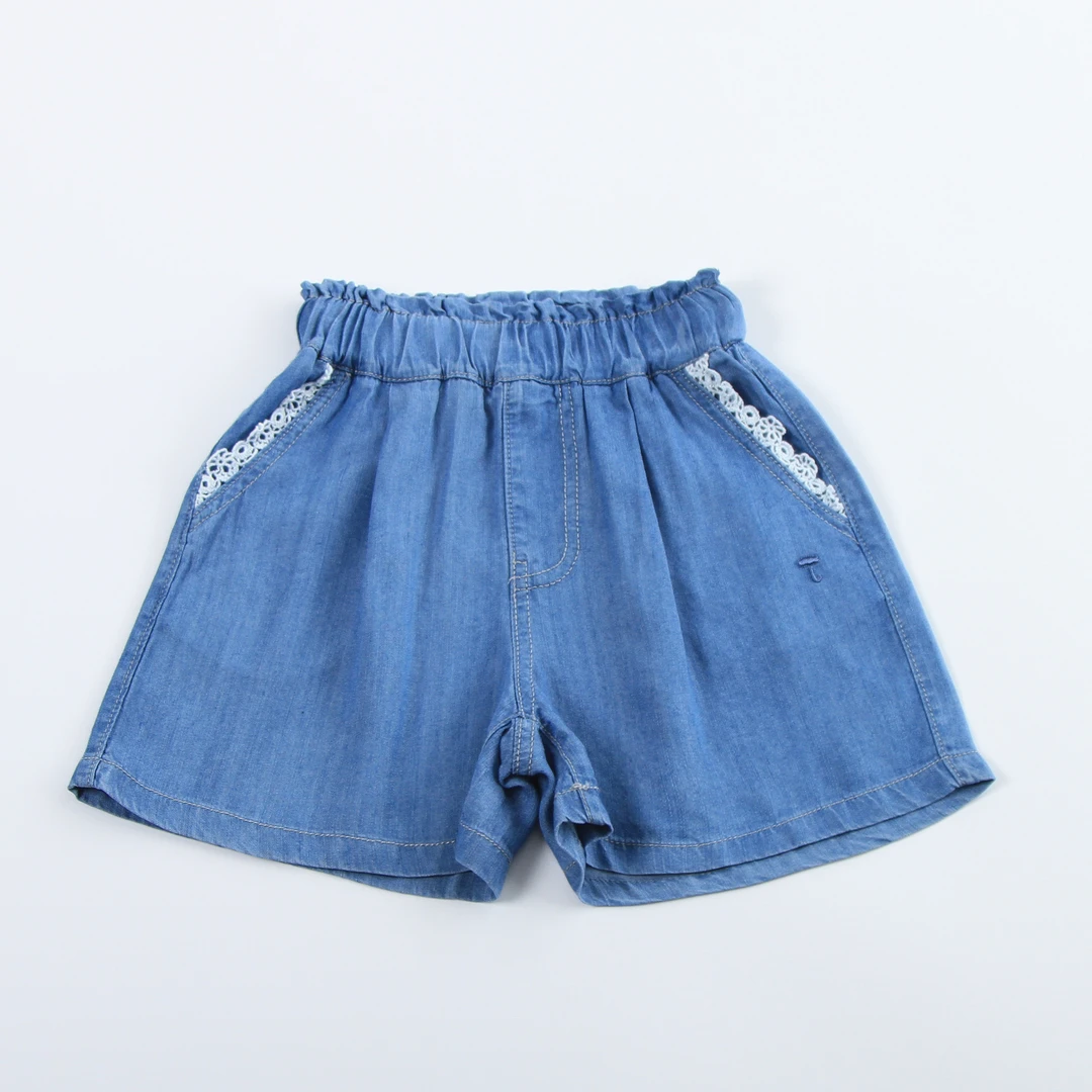 A类100%天丝莱赛尔女童牛仔短裤夏季儿童简约时尚薄款百搭凉感