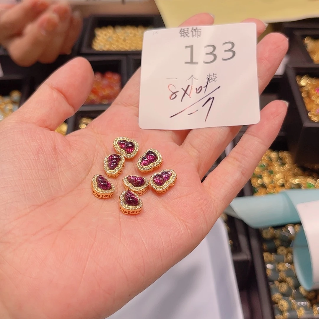 银S925镀金镶嵌珠宝半成品水晶133 。