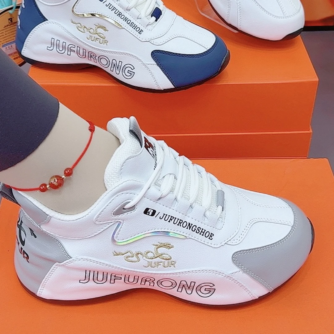 【皮面】春秋男女款高帮刺绣皮蓬鞋时尚休闲鞋软底潮鞋6827