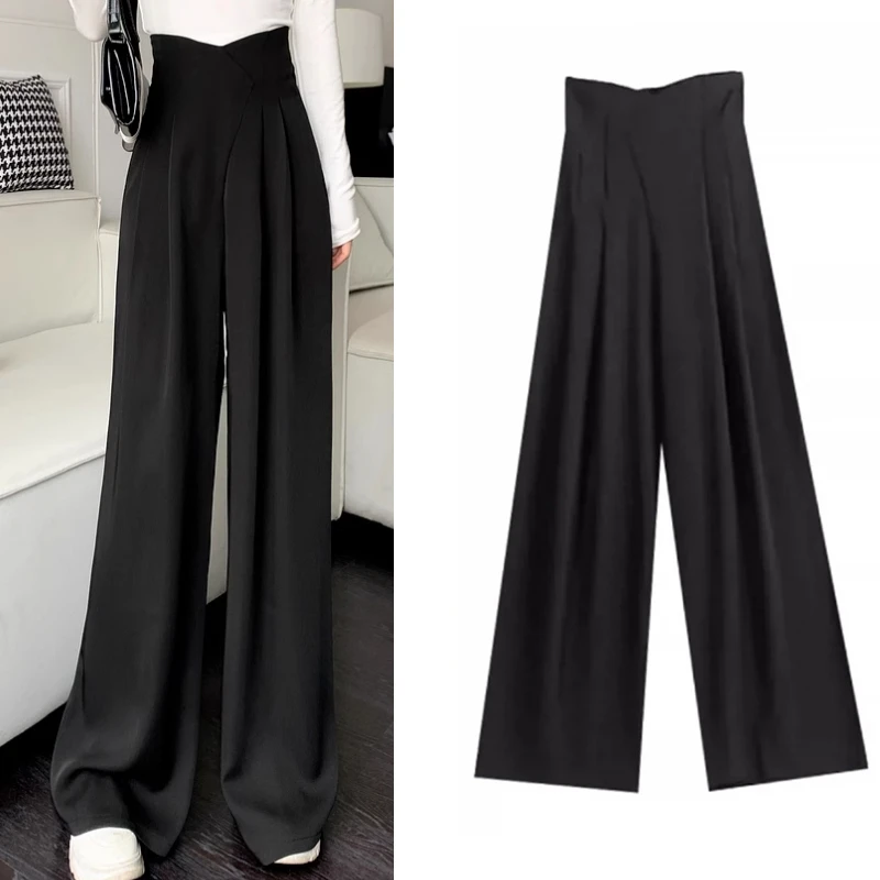 【清】显瘦气质高腰直筒防皱免烫垂感阔腿西装轻熟休闲长裤0547