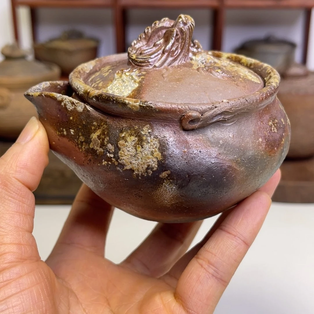 备前烧作品陶古盖子烧窑裂