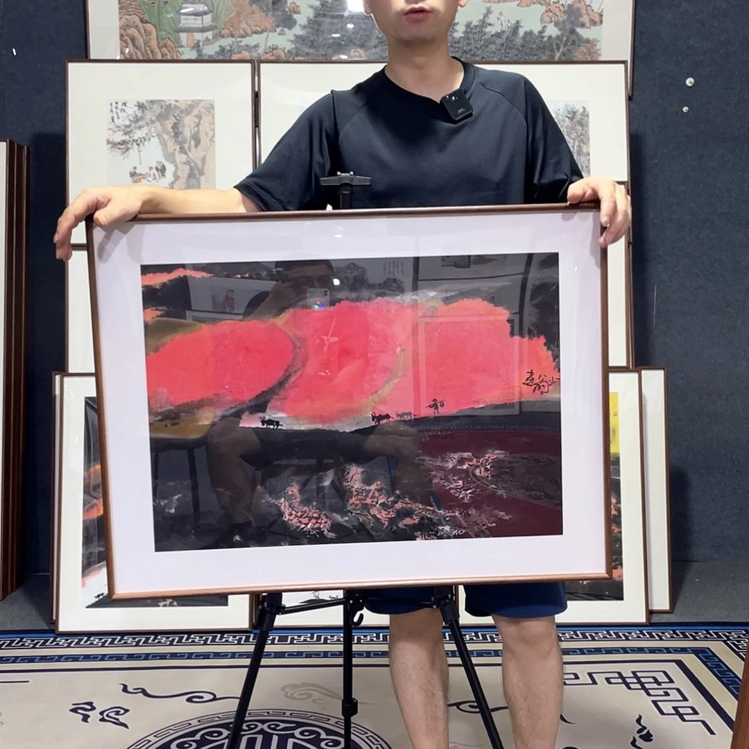 国画手绘画作品带框60*80厘米