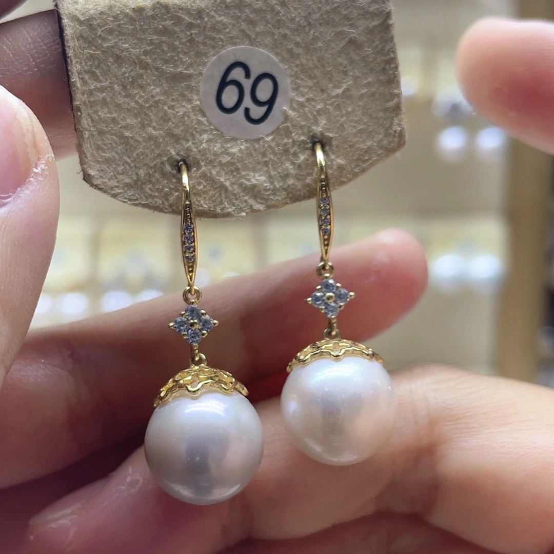银S925镶嵌耳饰淡水珍珠