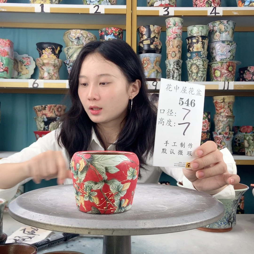 涵***潞景德镇手工花盆546