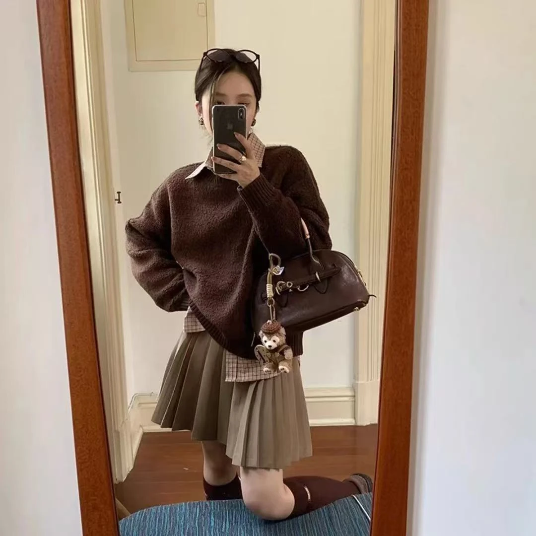 100%绵羊毛圆领加厚女式羊毛衫24DAK1187