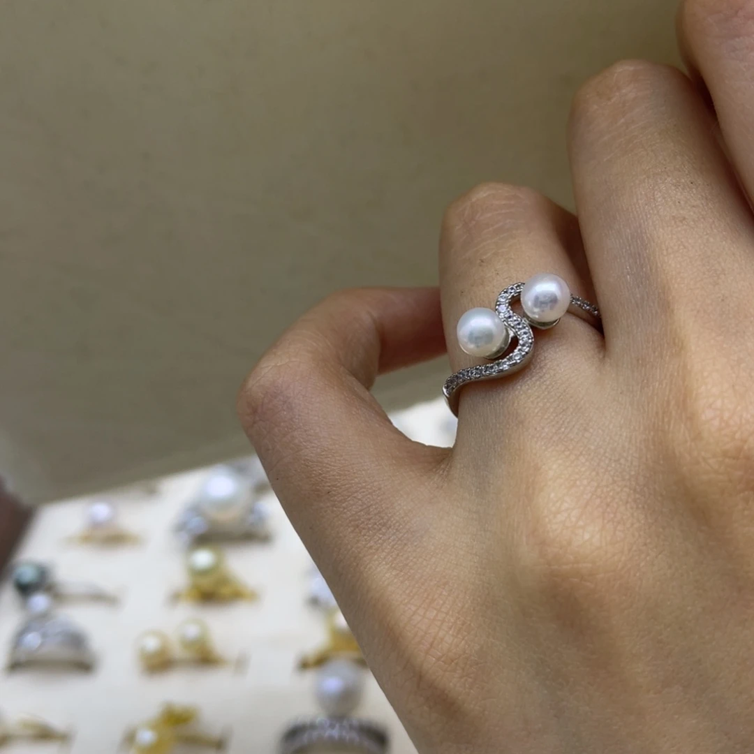 淡水珍珠戒指银S925镶嵌