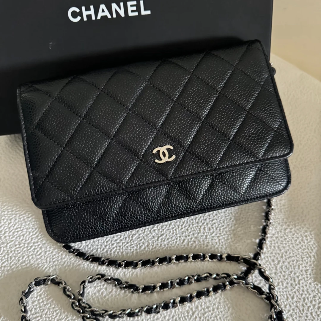 95新 Chanel/香奈儿 多多奢品/香奈儿荔枝牛黑银woc发财包/98新