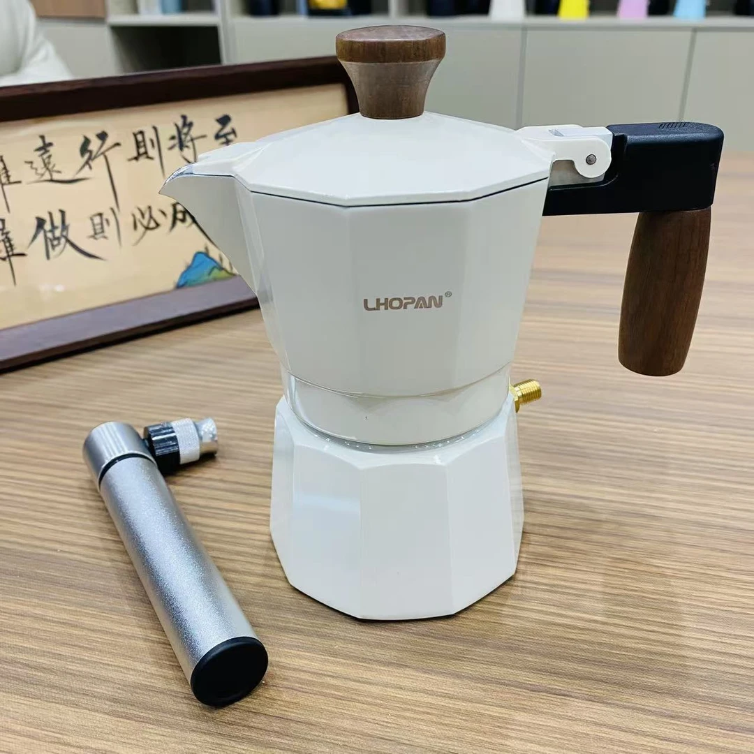 【奶油白】OP双阀2杯摩卡壶+银色气筒+气嘴改好发货