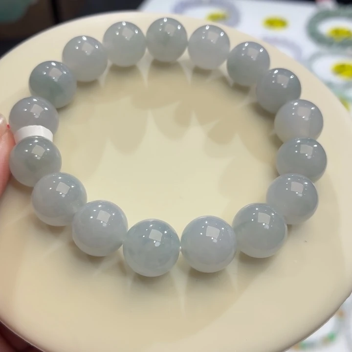 翡翠未镶嵌手链冰胶蓝飘卡12.2