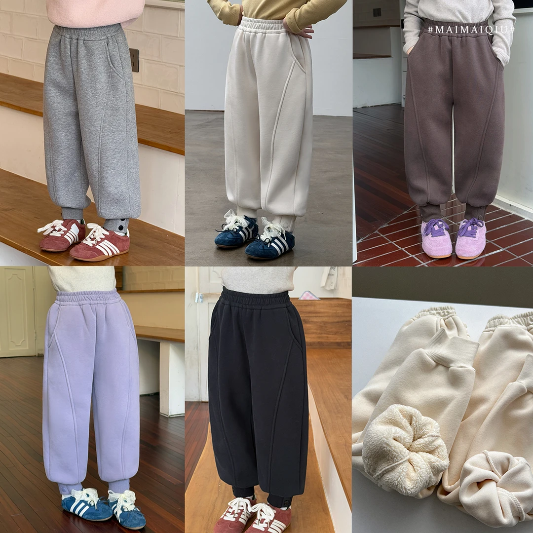 现货「麦麦秋」【暖绒结界】女中大童冬季加绒保暖螺纹收脚裤GD2620