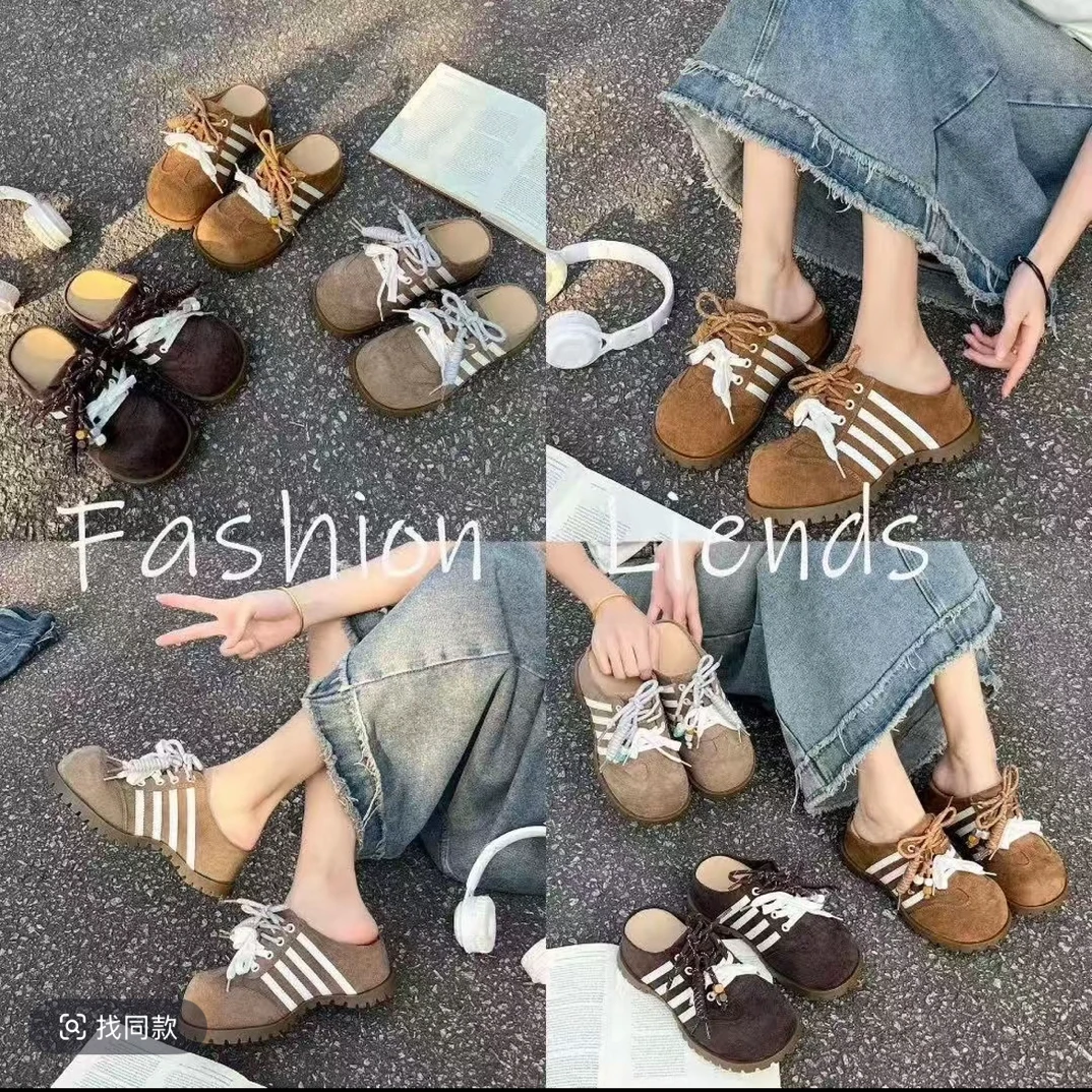 兰诗雨～品质拉满了～跟高5CM新款袋鼠勃肯半拖女鞋