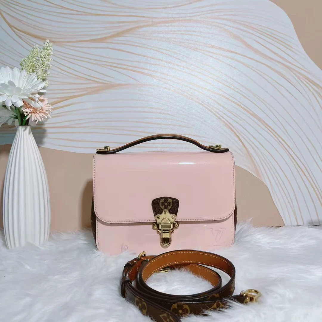 95新 LouisVuitton/路易威登 95新lv粉色手提斜挎包