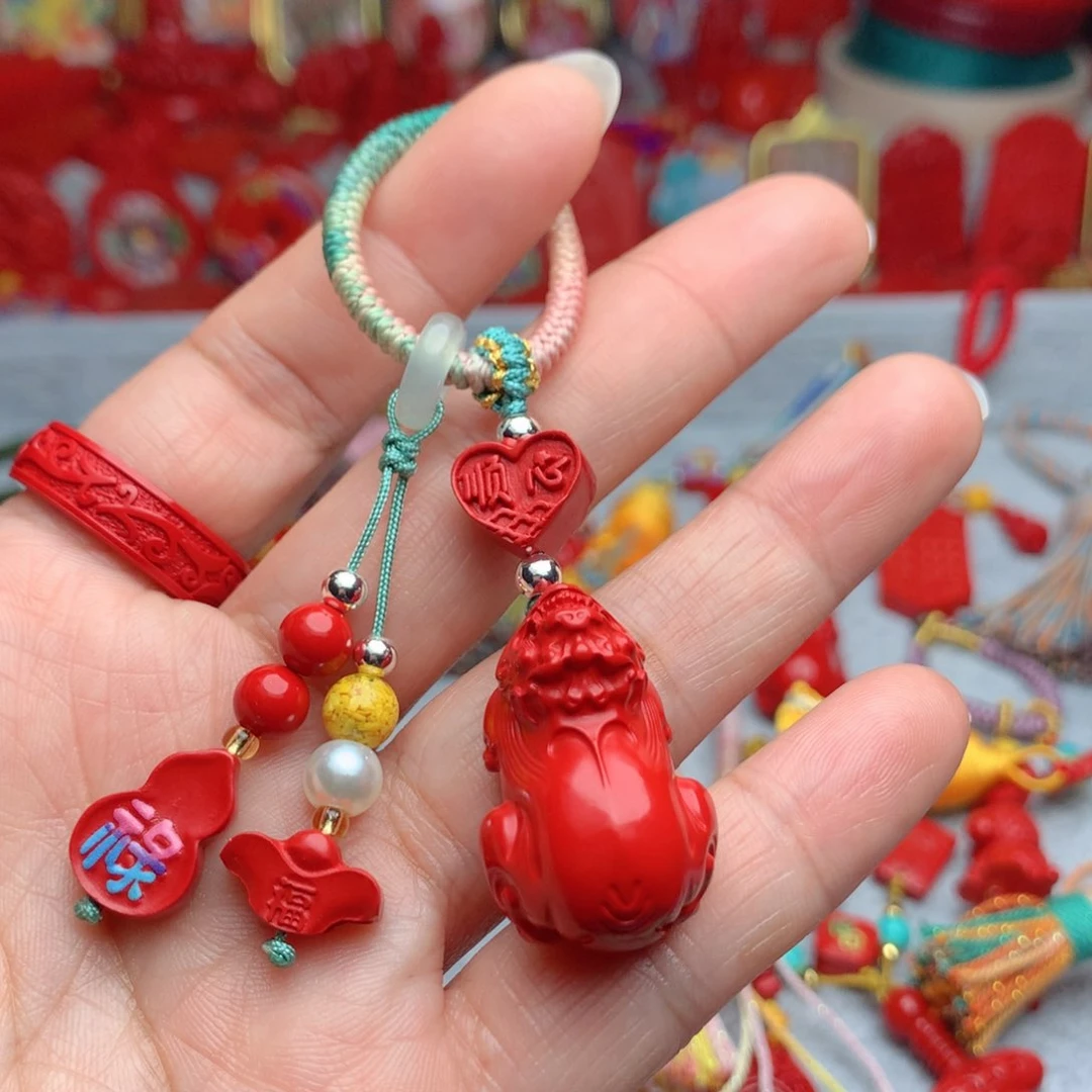 天然辰砂工艺品朱砂钥匙扣