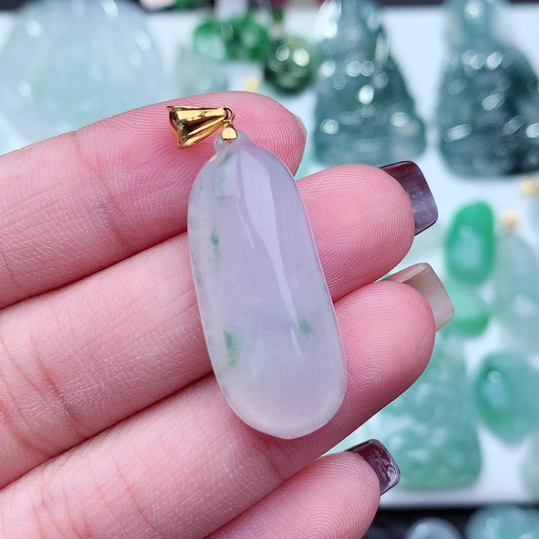 翡翠吊坠(不含链)18K金镶嵌