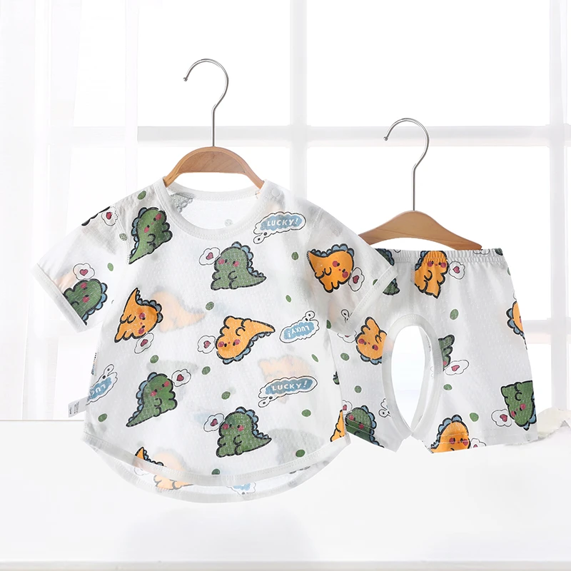 宝宝夏季薄款短袖套装男童短袖短裤两件套女童打底衣服婴儿家居服