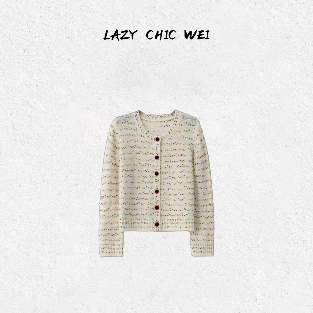 WEI“圣诞豆豆”美利奴绵羊毛时髦豆豆纱针织毛衣2597SSW6015