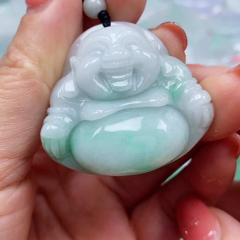 【闪购商品】翡翠颈饰未镶嵌天然翡翠A货飘绿佛公