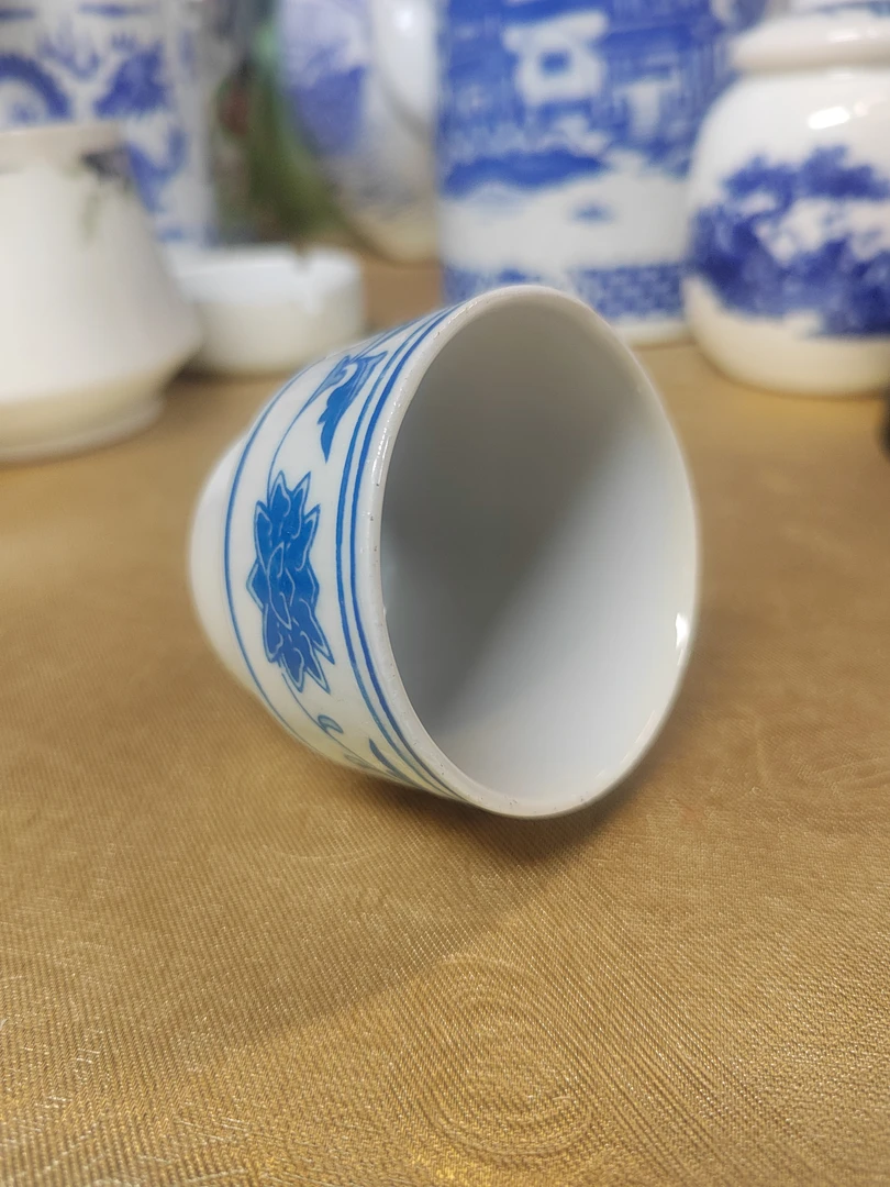 平底款田园元素手柄款中国风酒杯水杯可乐杯小碗茶具手工对杯