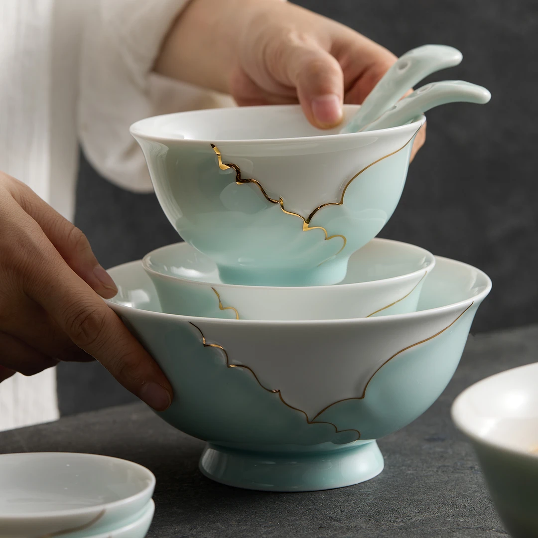 德化青瓷餐具碗2025新款特别好看的高级感高颜值陶瓷碗家用吃饭碗