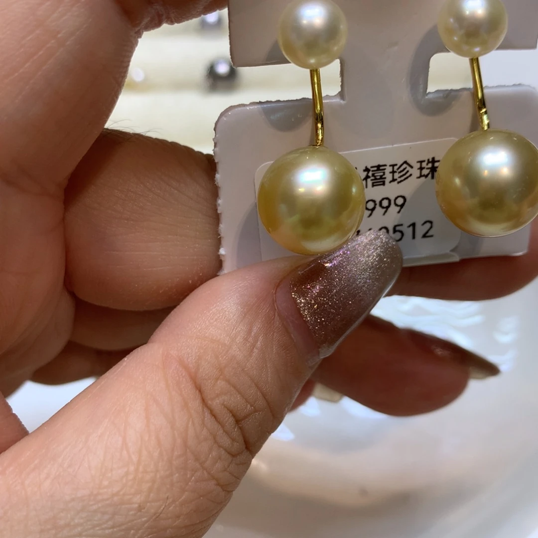 银S925镶嵌海水珍珠耳饰