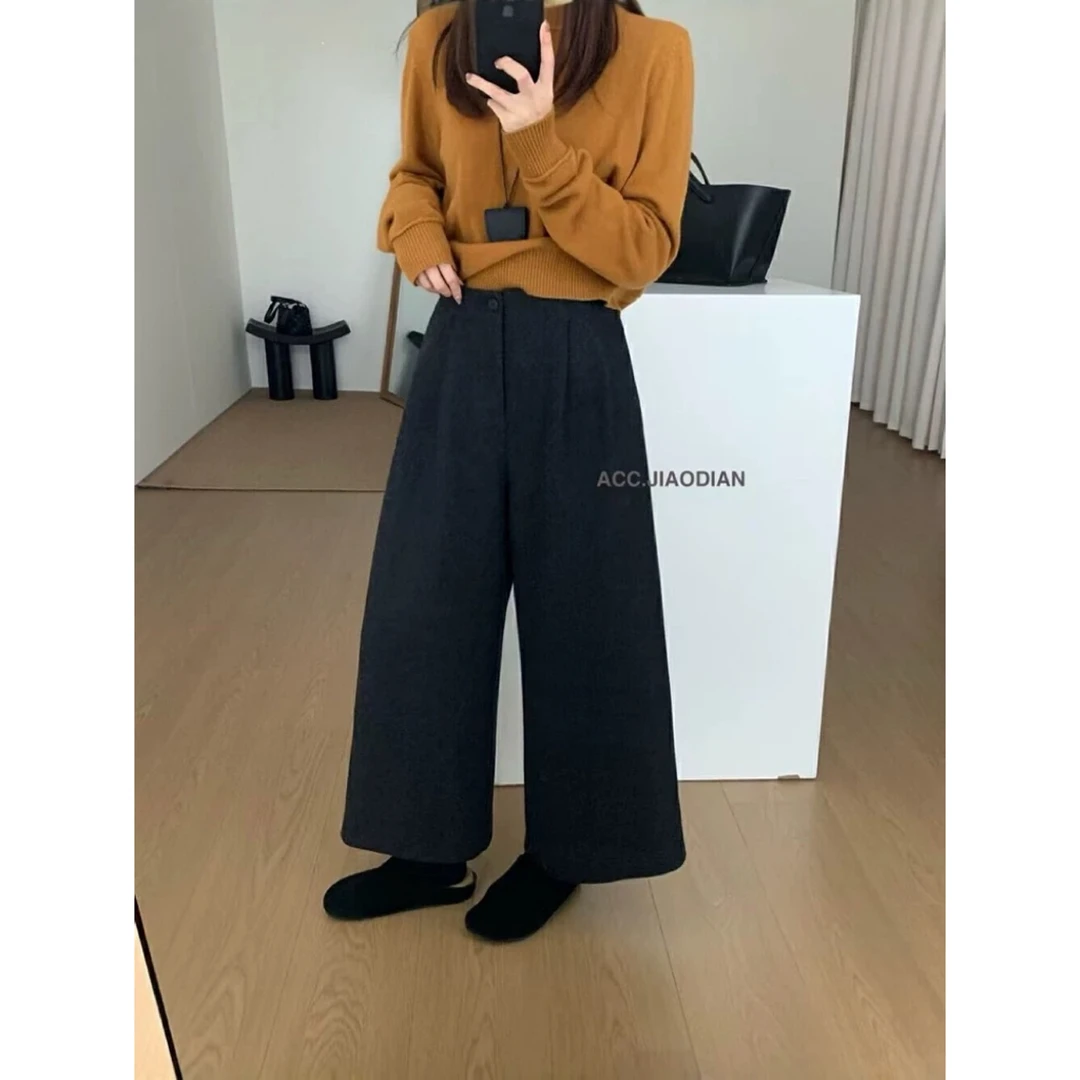 657加厚韩版气质九分毛呢直筒（裤长95左右）