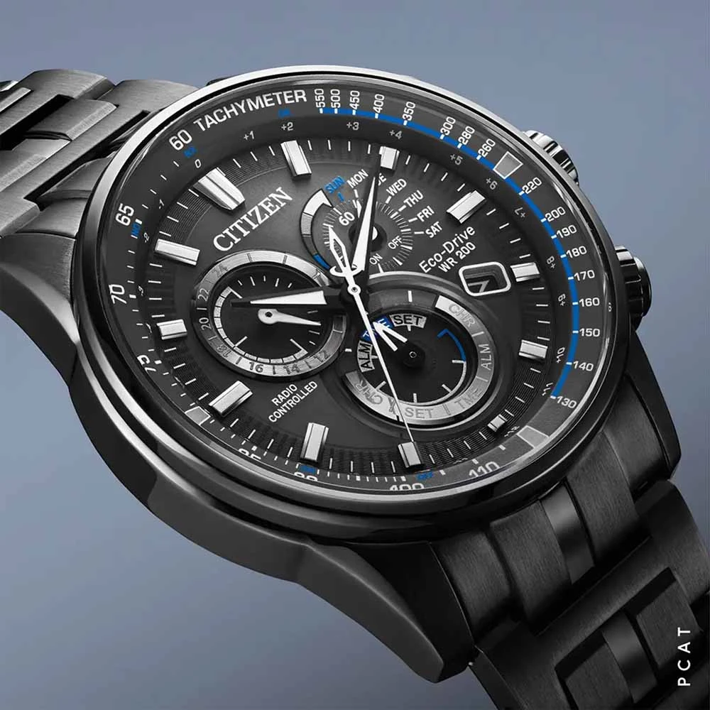 Citizen/西铁城(香港直邮)光动能石英PCAT灰色钢带防水CB5887-55H