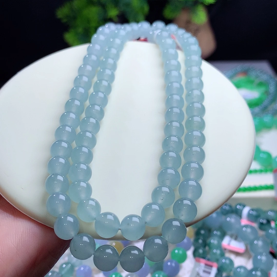 翡翠未镶嵌项链卡8mm