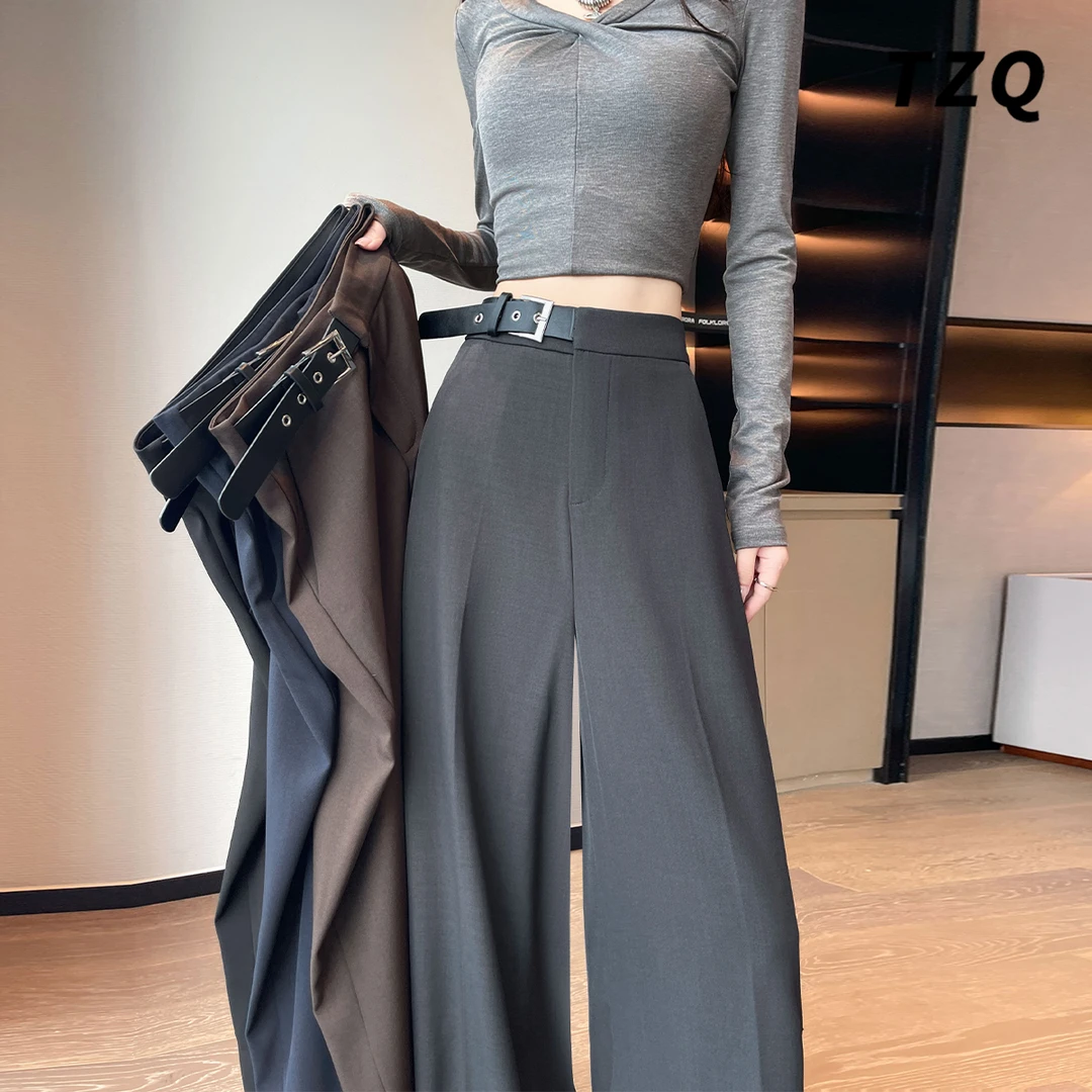 3015【金拐子专属】高腰显瘦小个子西装裤女2025阔腿裤休闲拖地裤