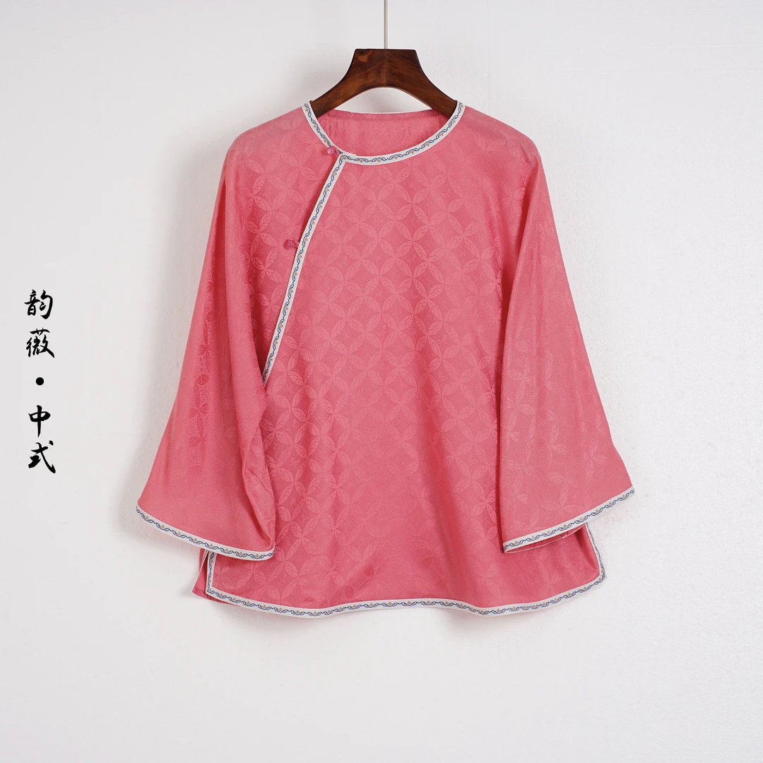常规薄款斜襟圆领上衣文艺中国风新中式刺绣女装