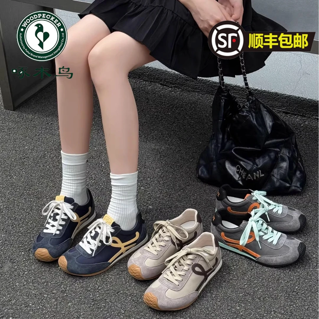 啄木鸟丑萌德训鞋女秋季爆款阿甘鞋复古芭蕾舞鞋百搭休闲运动鞋