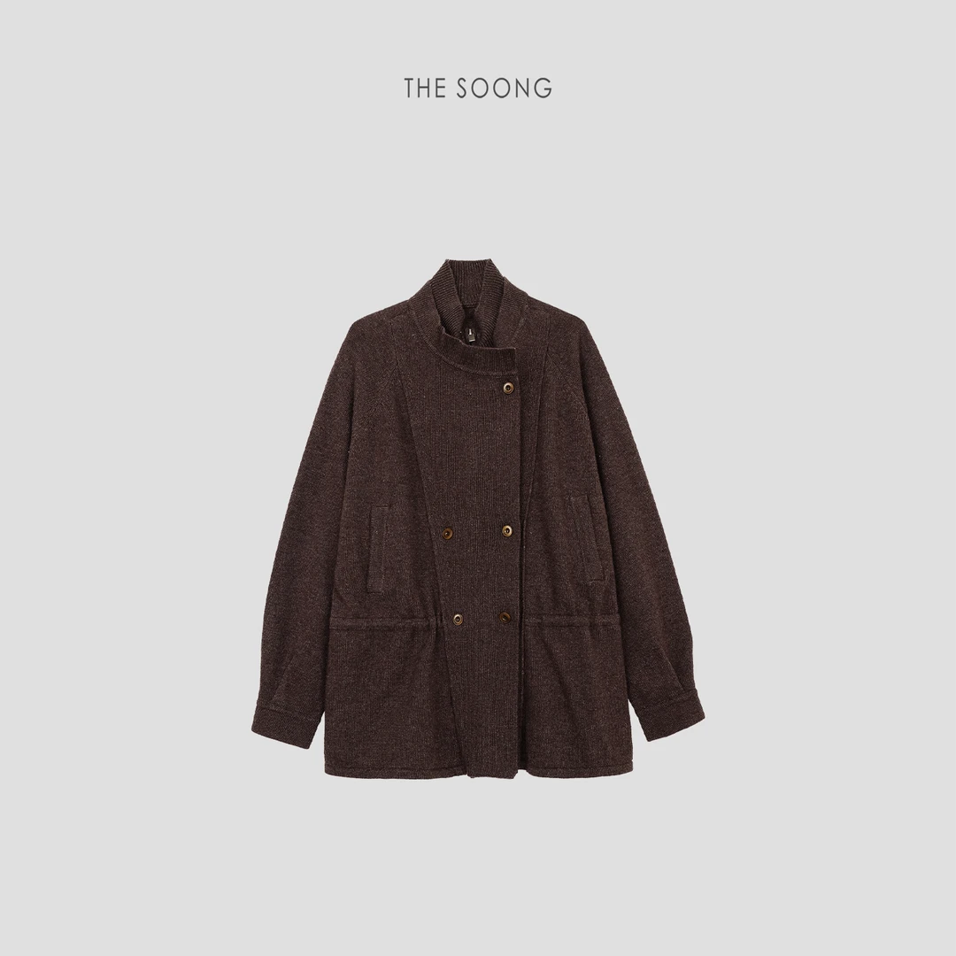 THESOONG|"三法织造"秋冬新款假两件保暖长款毛衣外套女HWMY7796