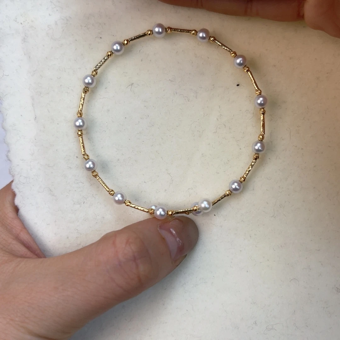 淡水珍珠手镯18K金镶嵌