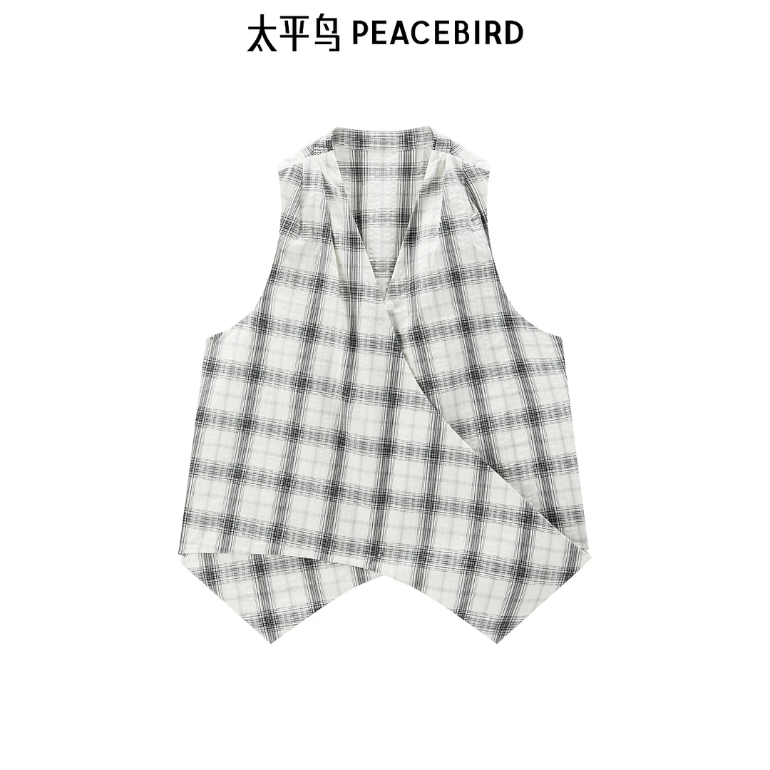 【商场同款】太平鸟2025年夏季新款无袖衬衫格纹套装A1CDF2742