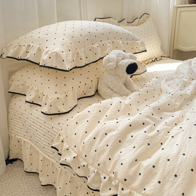 韩式云感双层纱公主风夹棉床盖款夏凉被四件套夏季裸睡空调被宿舍