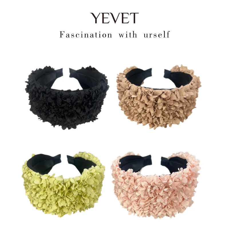 绣球花簇发箍复古风女日韩发箍手工法式头箍宽边