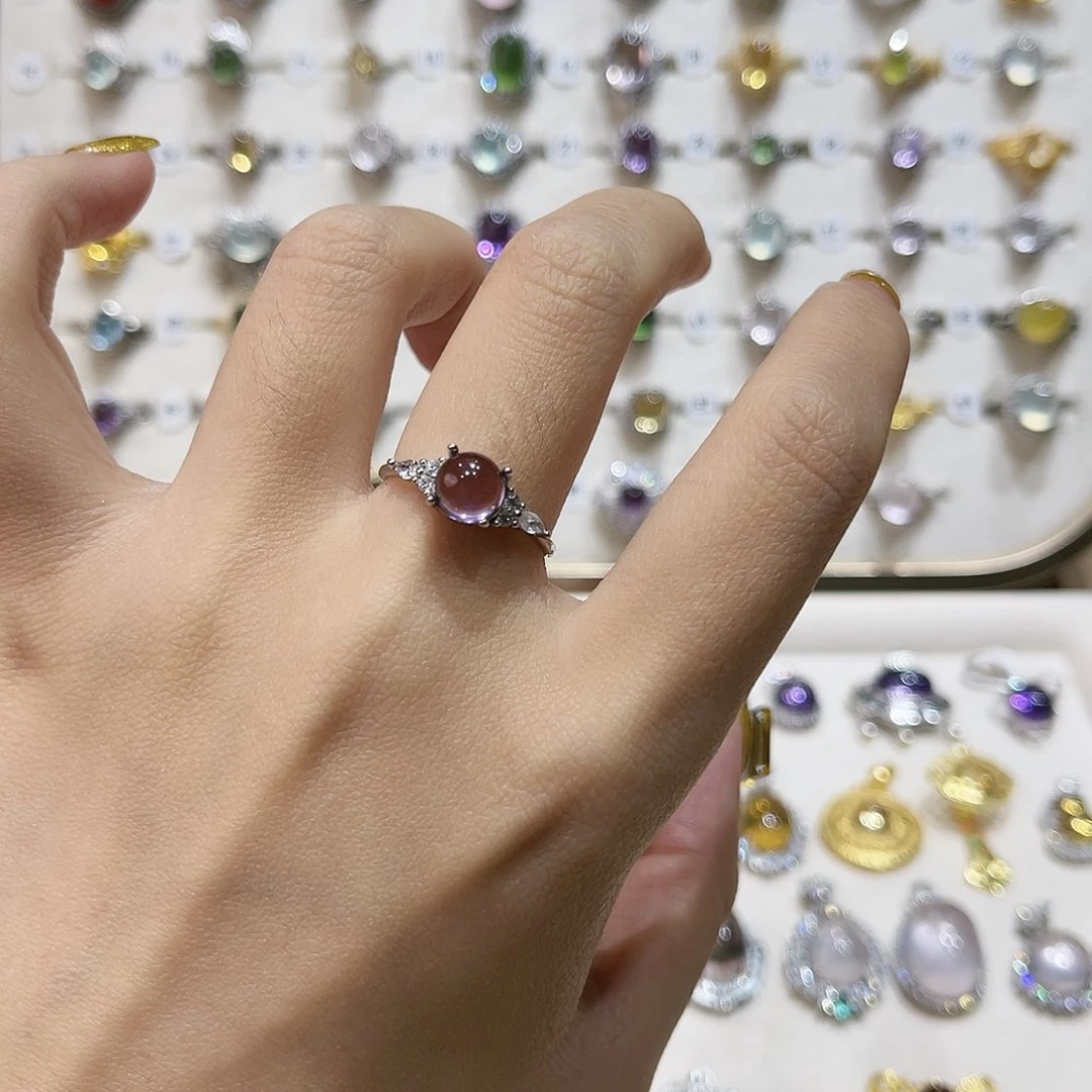 蛇纹石玉戒指银S925镶嵌阳****猫