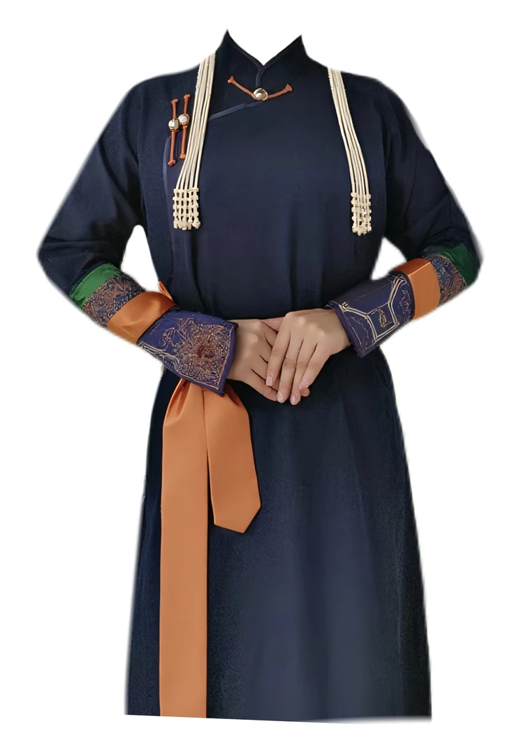 女士蒙古袍子长款个性拼接