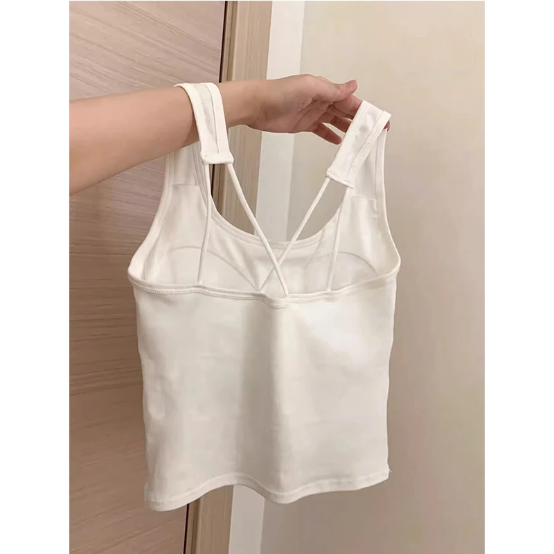 白色小吊带女夏内搭带胸垫文胸内衣一体显瘦打底美背外穿背心上衣