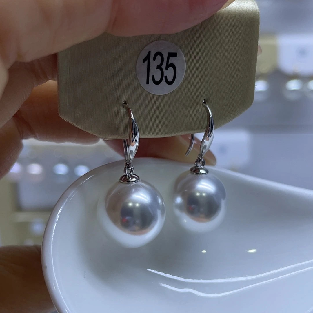 耳饰银S925镶嵌淡水珍珠