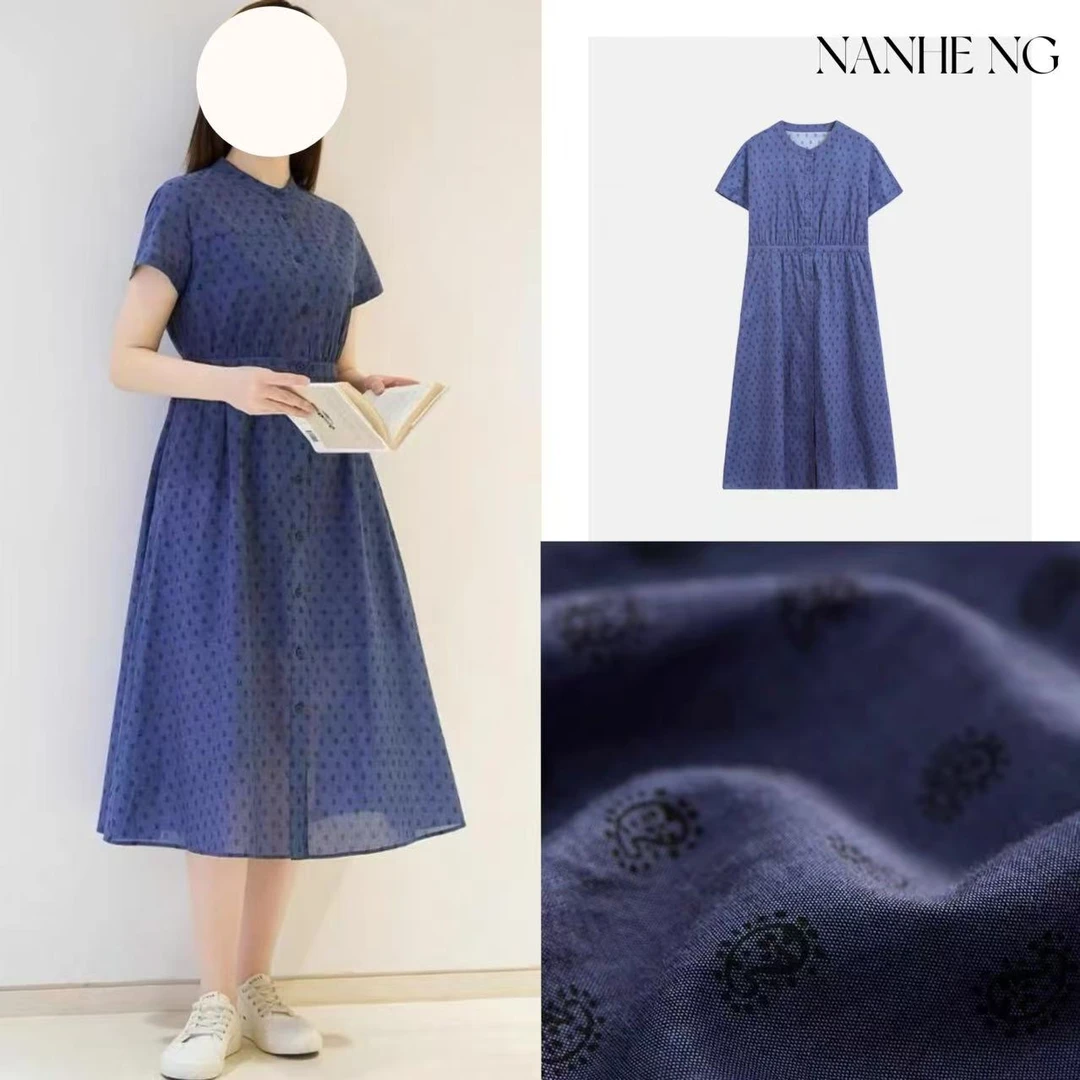 5506女装2025夏季新款全棉细布中长连衣裙显瘦复古法式