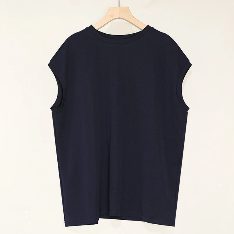 时尚纯色百搭圆领套头马夹女柔软舒适宽松显瘦无袖女士背心上衣