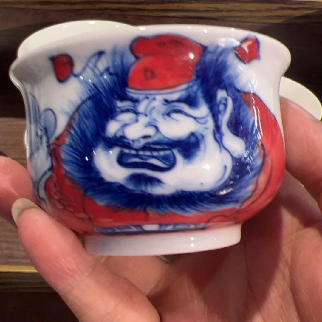 优***傅摆件原矿青花釉里红瓷器