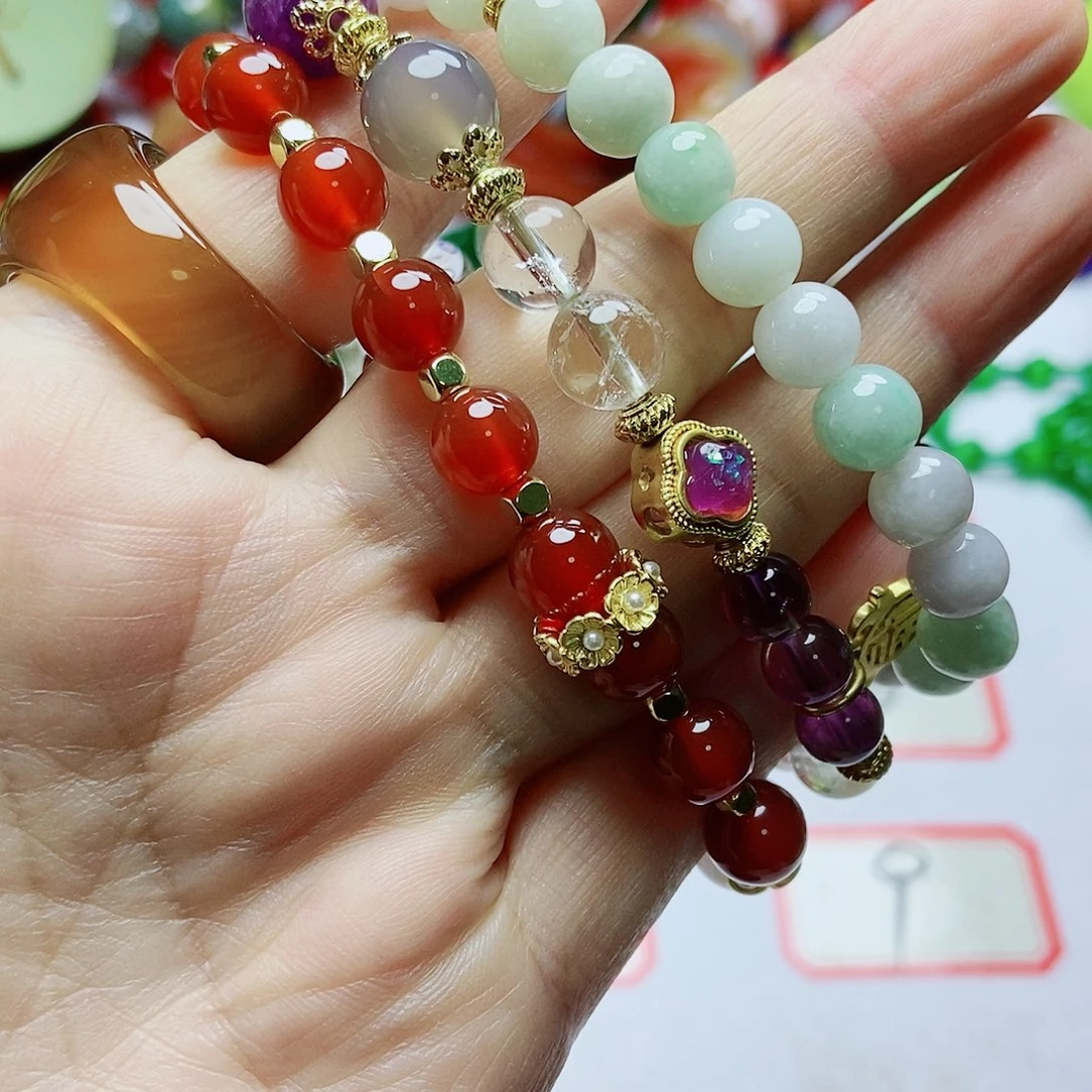 清***影玛瑙/玉髓未镶嵌手链