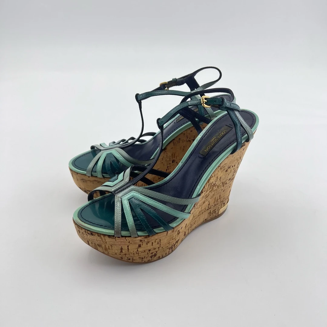 95新 LouisVuitton/路易威登 36码/绑带高帮松糕鞋/12818418