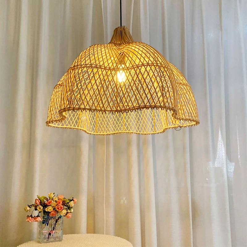 竹藤编织吊灯茶室民宿客厅灯宋式灯具氛围装饰灯设计师灯侘寂风灯