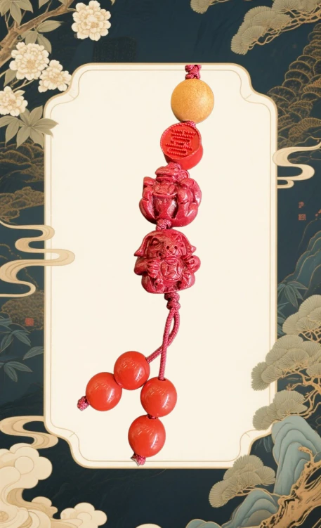 含辰砂工艺品适合属虎的朱砂挂件寅午戌国潮能量配饰决策者美学