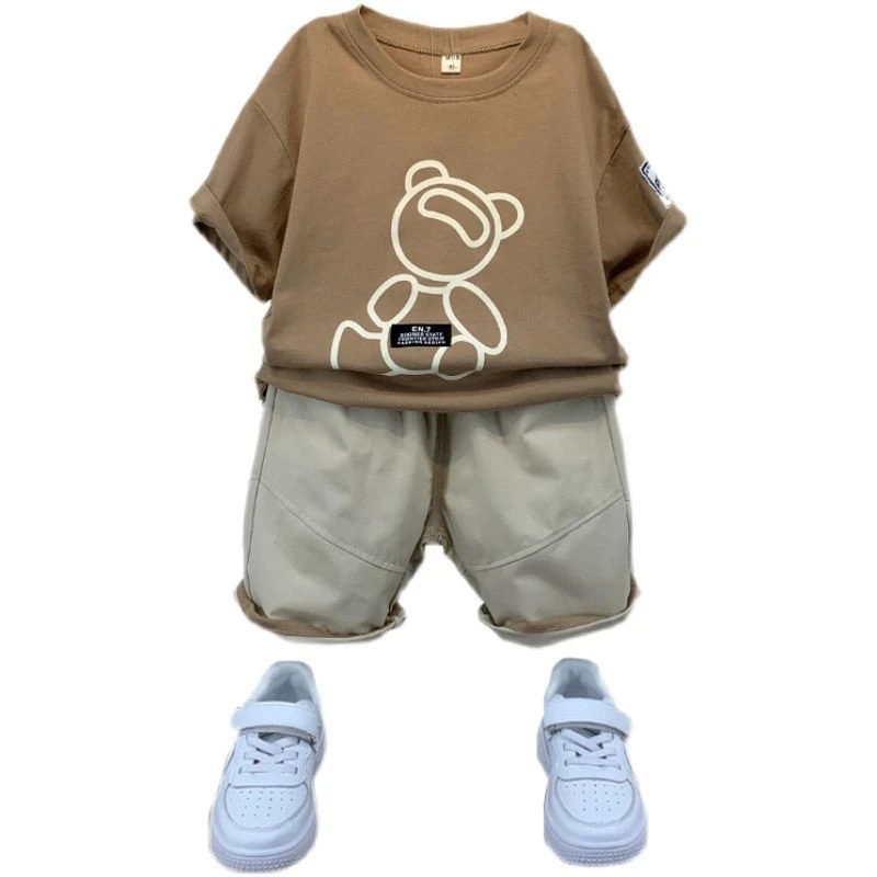 男童装网红时髦套装洋气夏装2025新款潮宝宝短袖帅气儿童夏季衣服